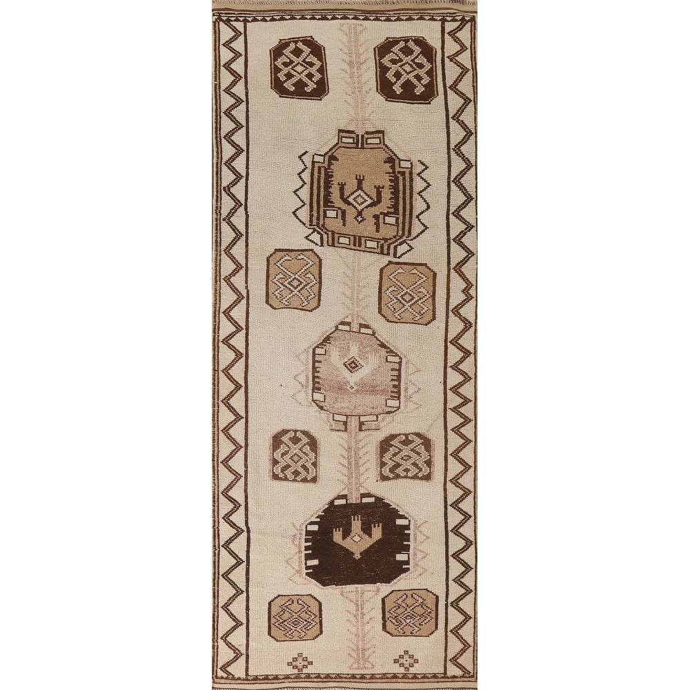 Anatolian Oriental Runner Rug Natural Dye Handmade Wool Carpet - 3'5"x 10'9"