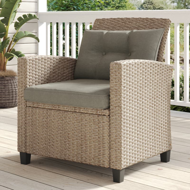 Corvus Armitage 4-piece Outdoor Resin Wicker Chat Set with Cushions