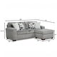 preview thumbnail 12 of 13, Roundhill Furniture Arden L-Shaped Convertible Living Room Sofa Chaise with Floating Ottoman, Posh Gray - 7'6" x 9'6"
