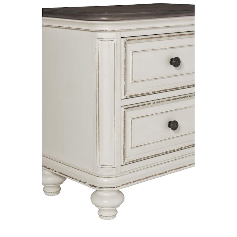 Nightstand of Drawers Black Knobs Traditional Design