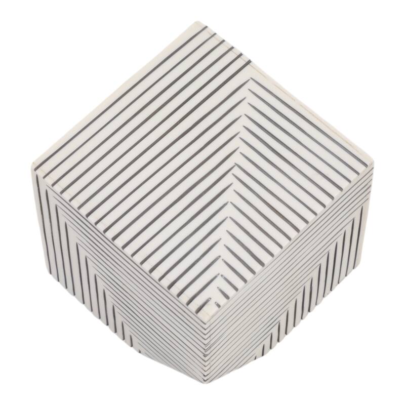 Resin Wood Modern Decorative Object Cube for Home Decor - 4" Black - 4" x 4" x 4"