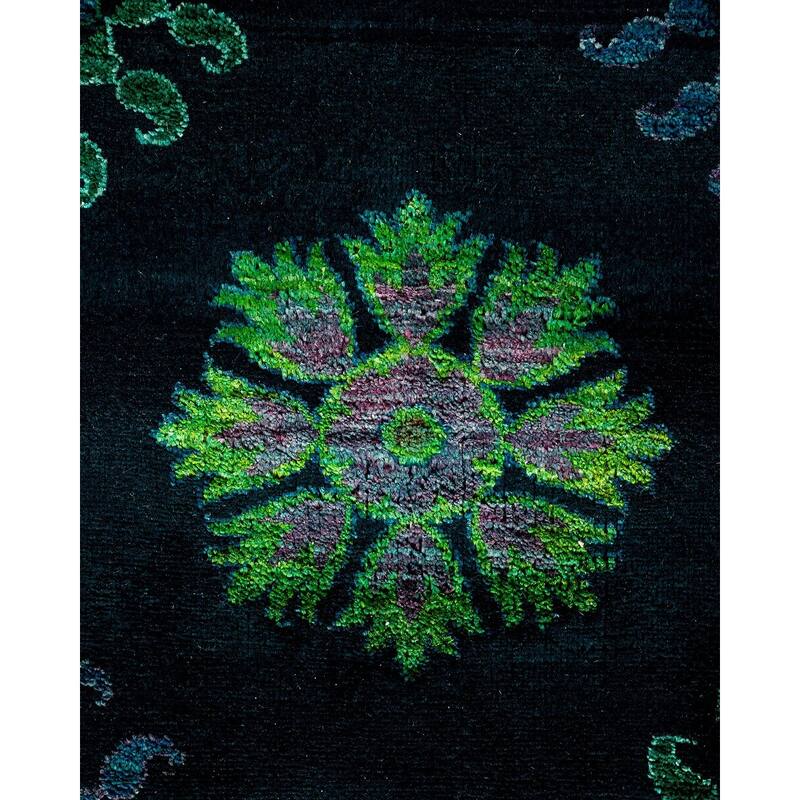 Overton Hand Knotted Wool Vintage Inspired Modern Contemporary Overdyed Black Area Rug - 9' 1" x 10' 10"