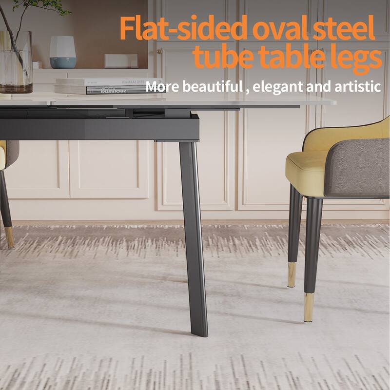 Sintered Stone and Iron Expandable Large Dining Table