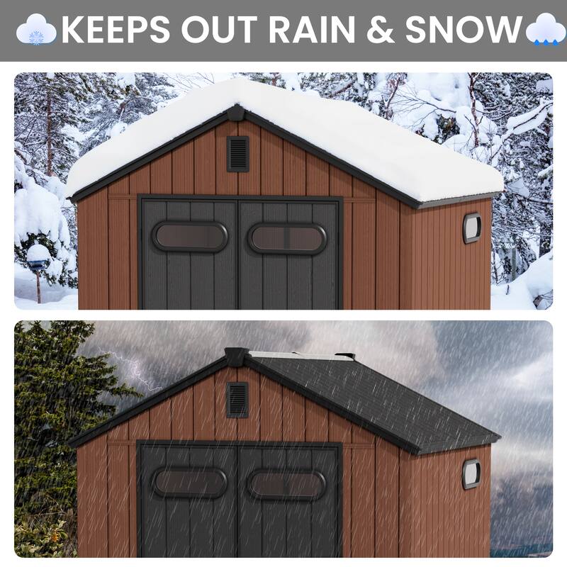 8' x 8' / 8' x 10'/ 8' x 12' Outdoor Storage Shed with Lockable Double Doors for Garden, Backyard, Patio