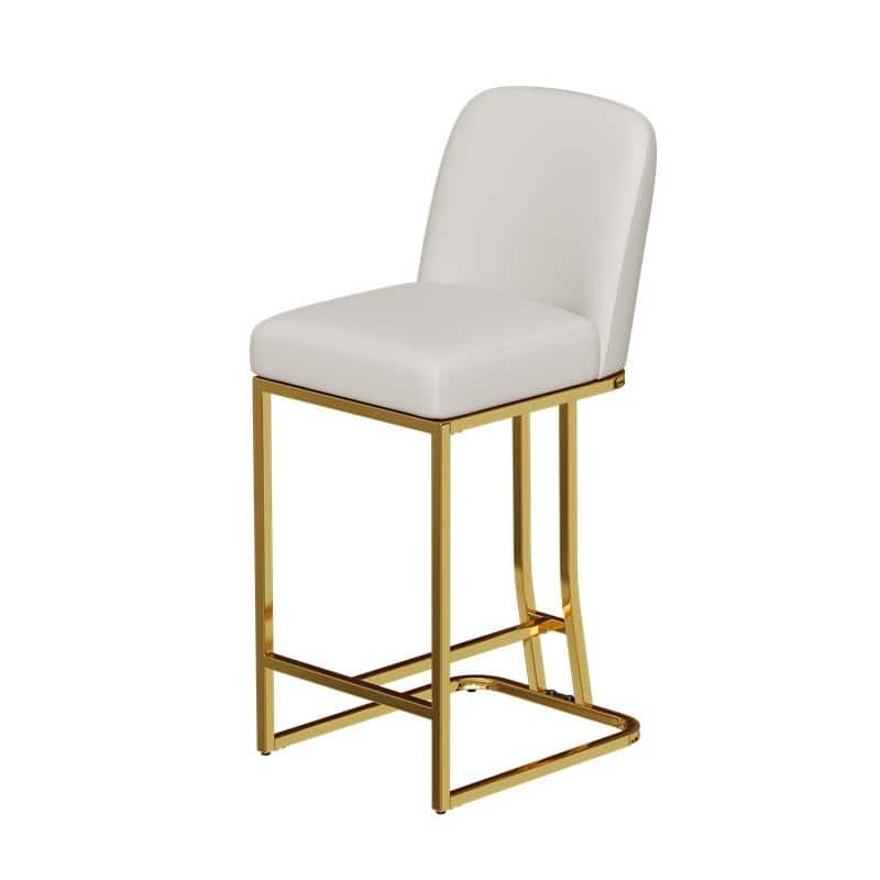 Bar Chairs Set of 2, Cushioned Bar Chairs with Metal Legs and Backrest