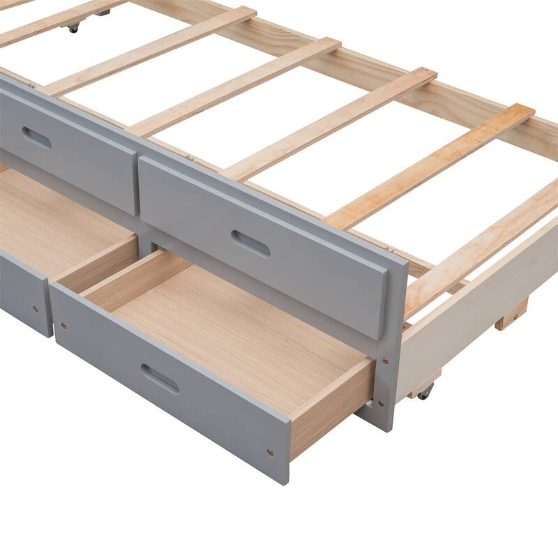 Merax Twin over Full Separable Bunk Bed with Twin Trundle, Drawers