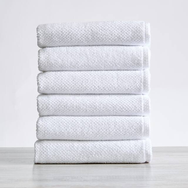 Great Bay Home Cotton Popcorn Textured Towel Set - Hand Towel (6-Pack) - Optic White
