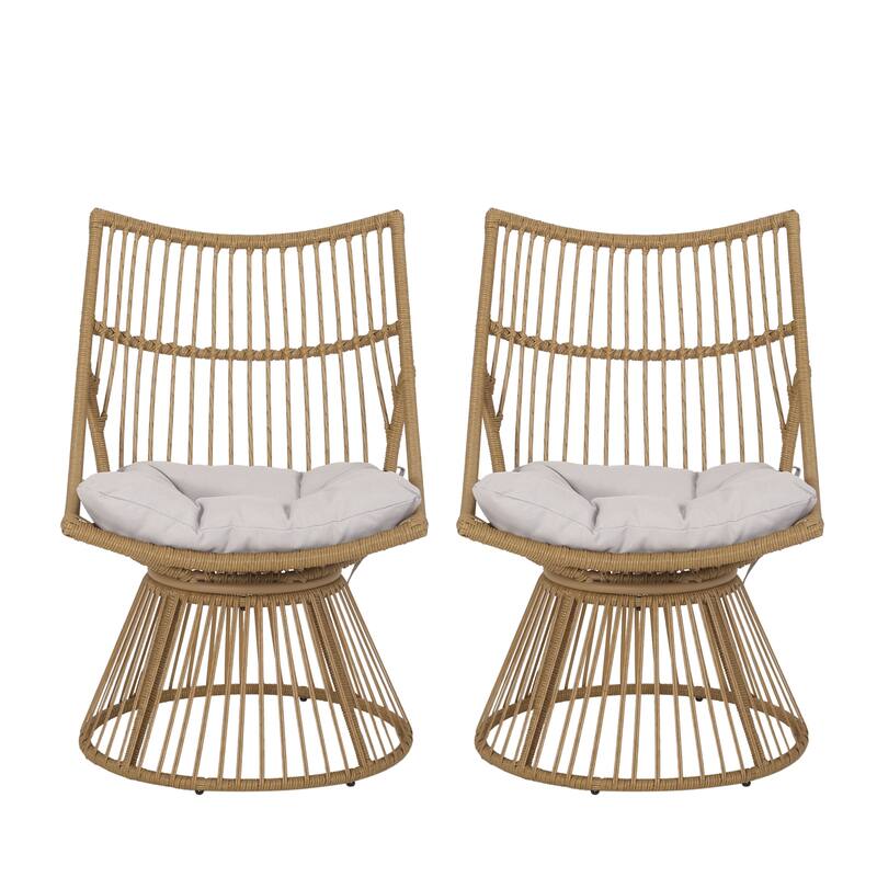 Caryl Outdoor Wicker High Back Lounge Chair (Set of 2) by Christopher Knight Home