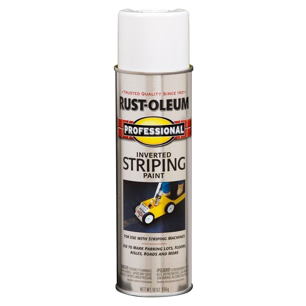 Rust-Oleum 2593838 Professional Inverted Striping Spray Paint, White, 18 Oz