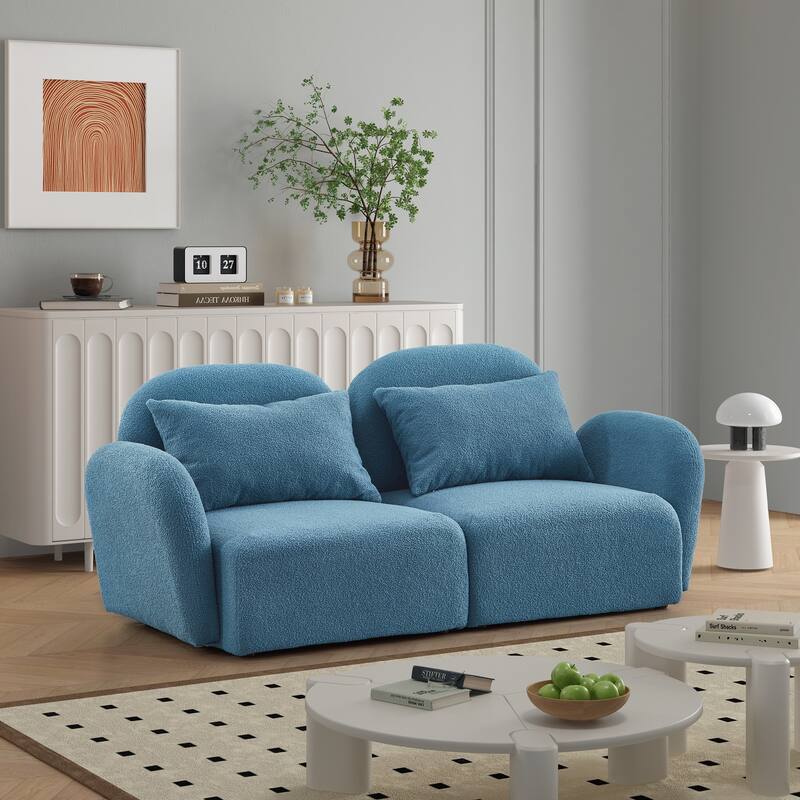 Solid Wood Frame Upholstered 2-Seater Loveseat Sofa