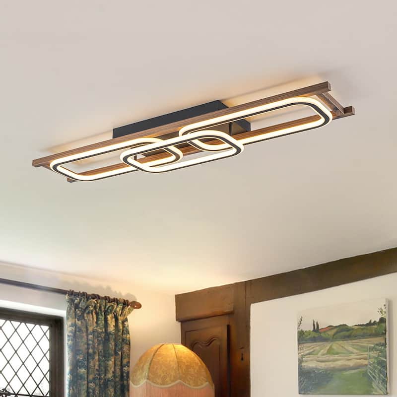 Modern Farmhouse Rectangle LED Semi Flush Mount - 43.3