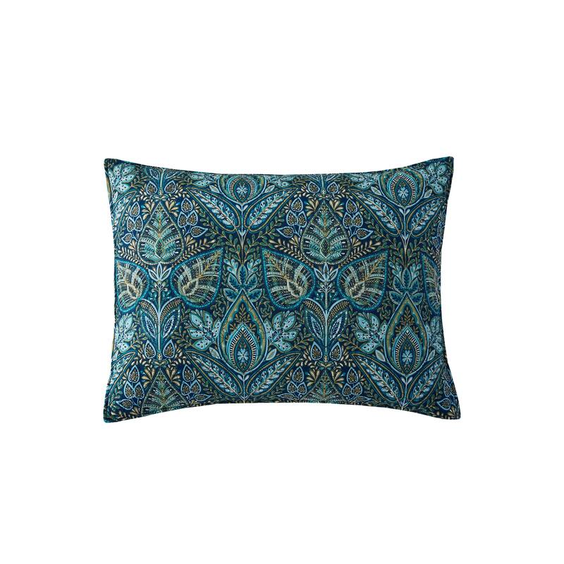 Bailey Blue Cotton Reversible Machine Washable Quilt Set