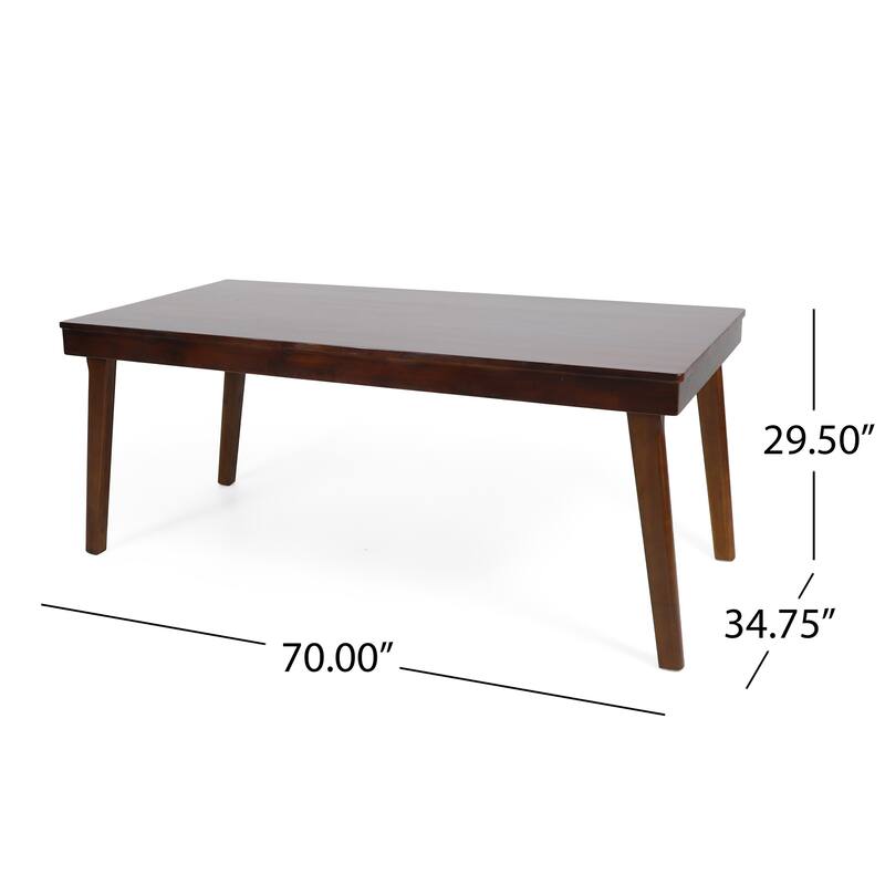 Roomfitters Contemporary Mahogany Wood Dining Table with Bold Lines and Rich Color, Natural Finish