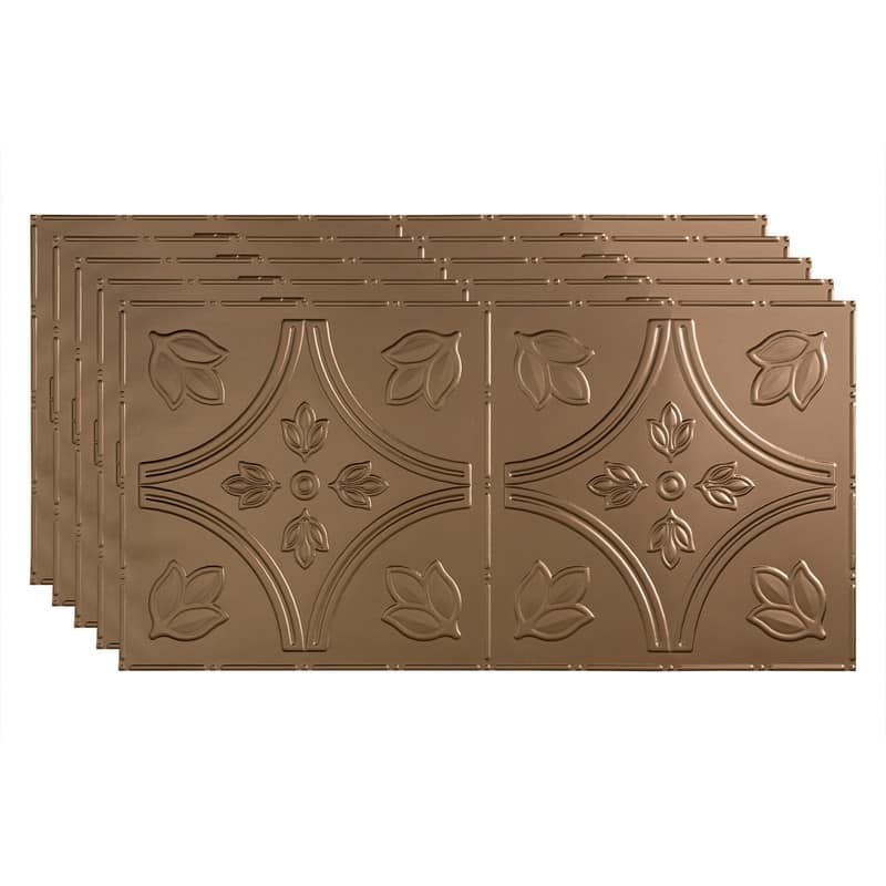 FASÄDE Traditional Style 5 Decorative Vinyl 2ft x 4ft Glue Up Ceiling Panel in Argent Bronze (5 Pack) - 5 Pack - Argent Bronze