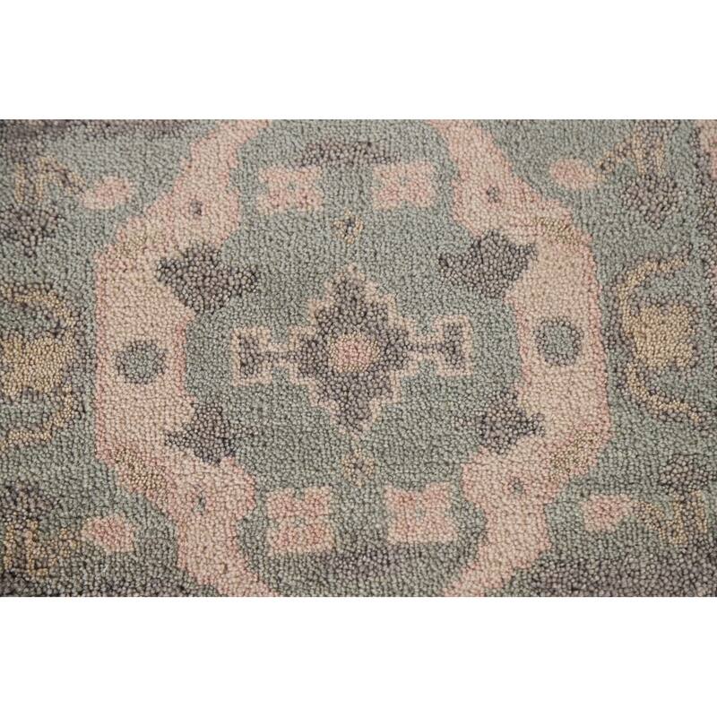 Green Oushak Indian Runner Rug Hand-knotted Wool Carpet - 2'6"x 9'11"