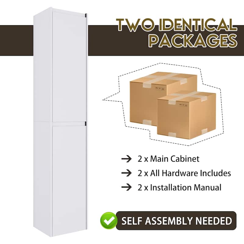 GDFStudio 12" Bathroom Wall-Mounted Side Cabinet with Soft Close Doors - 11.81" x 9.81" x 59.00"
