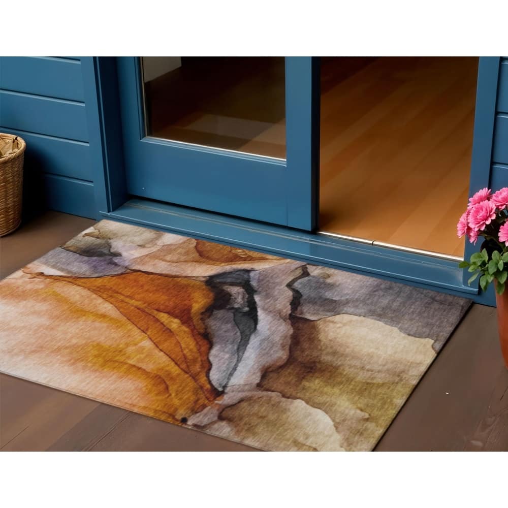 HomeRoots Abstract Transitional Rectangle Outdoor Rug