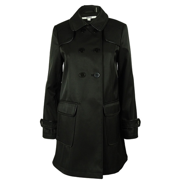 DKNY Women's Double Breasted Coat - Black