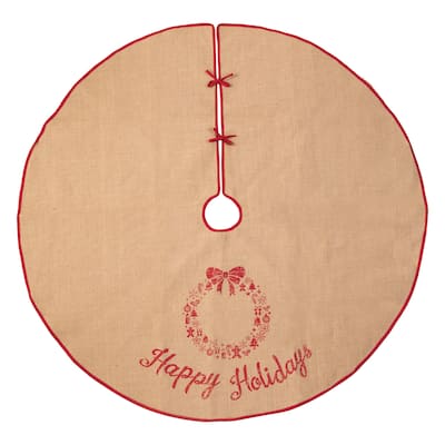 Vintage Embroidered Christmas Tree Skirt