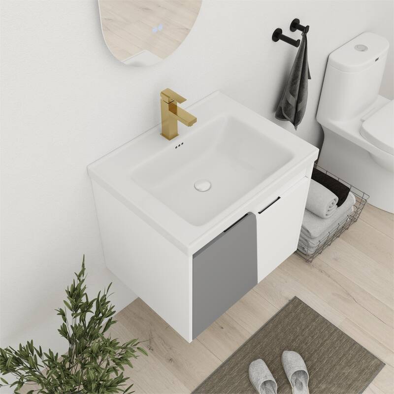 Bathroom Vanity With Sink In 24/28 Inch, Floating Bathroom Vanity With Soft Close Door