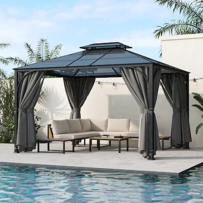 Heavy Duty Double Roof Patio Gazebo with Aluminum Frame