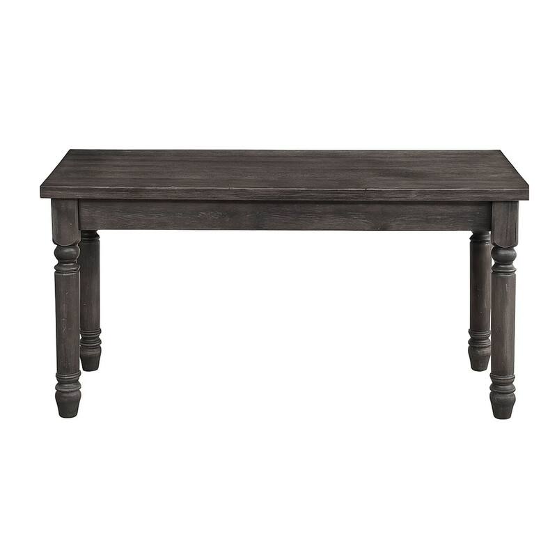 Transitional Style Wood Bench with Turned Legs, Gray
