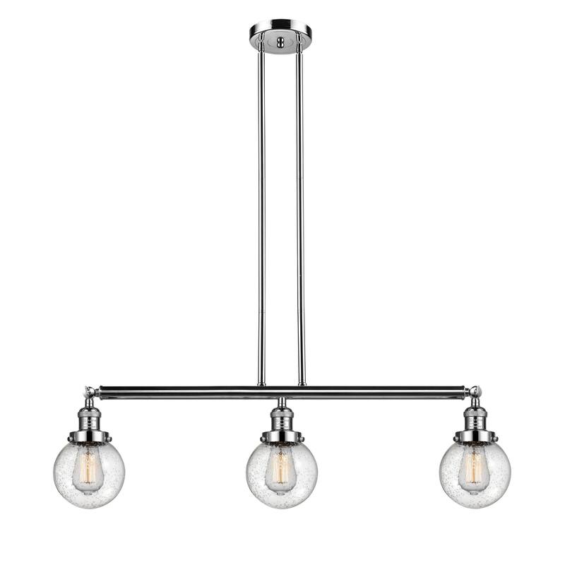 Innovations Lighting Beacon 3 Light 39" Wide Linear Chandelier - Polished Nickel / Seedy