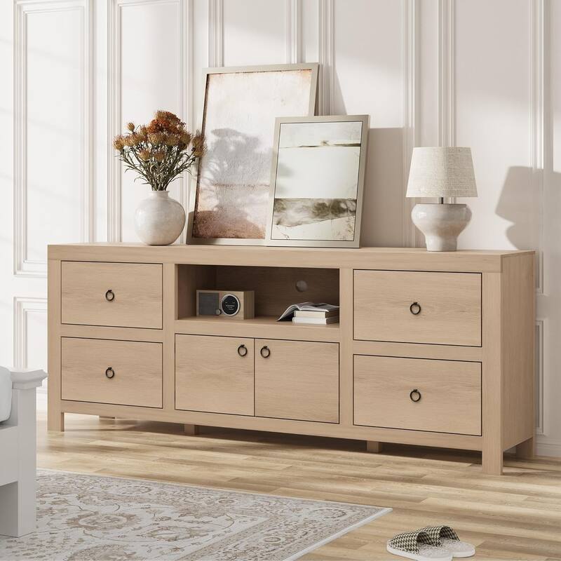 Farmhouse TV Stand for 80 Inch TVs 70" Entertainment Center Television Consoles Stands