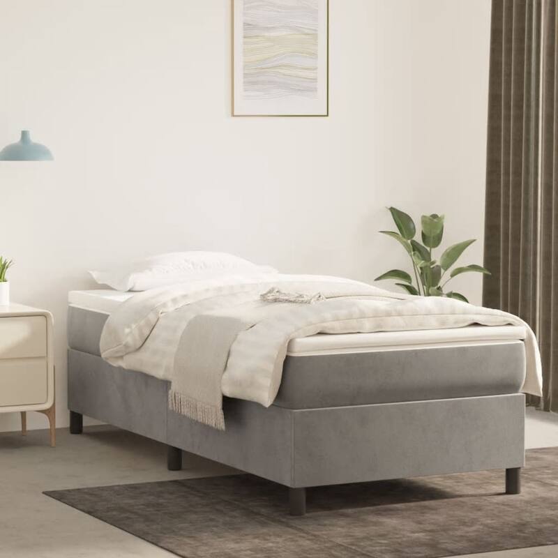 vidaXL Bed Frame Box Spring Platform Bed with Mattress for Bedroom Velvet