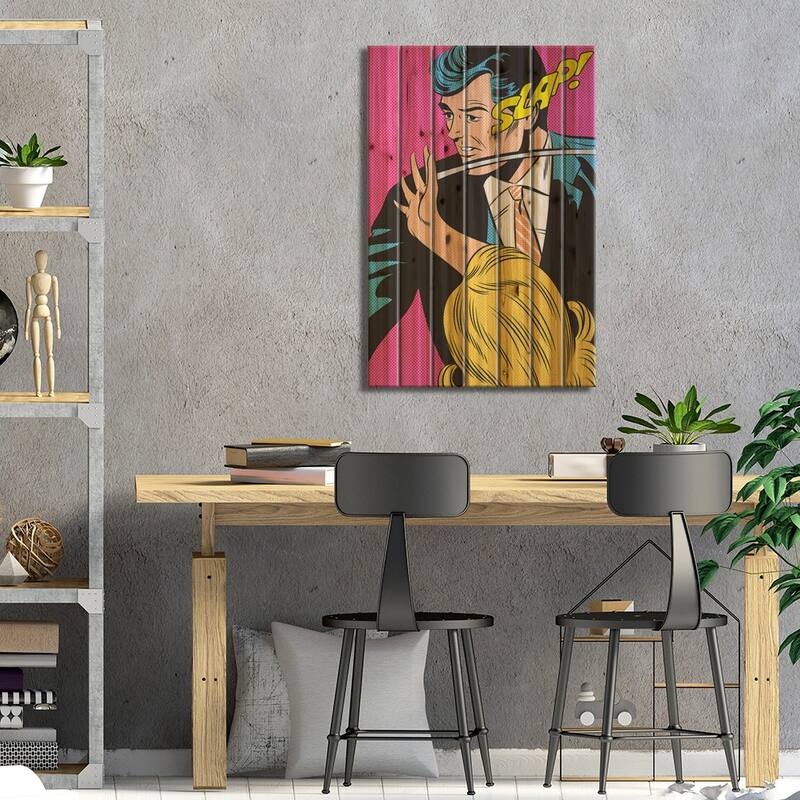 Slap! Print On Wood by Joseph McDermott - Multi-Color
