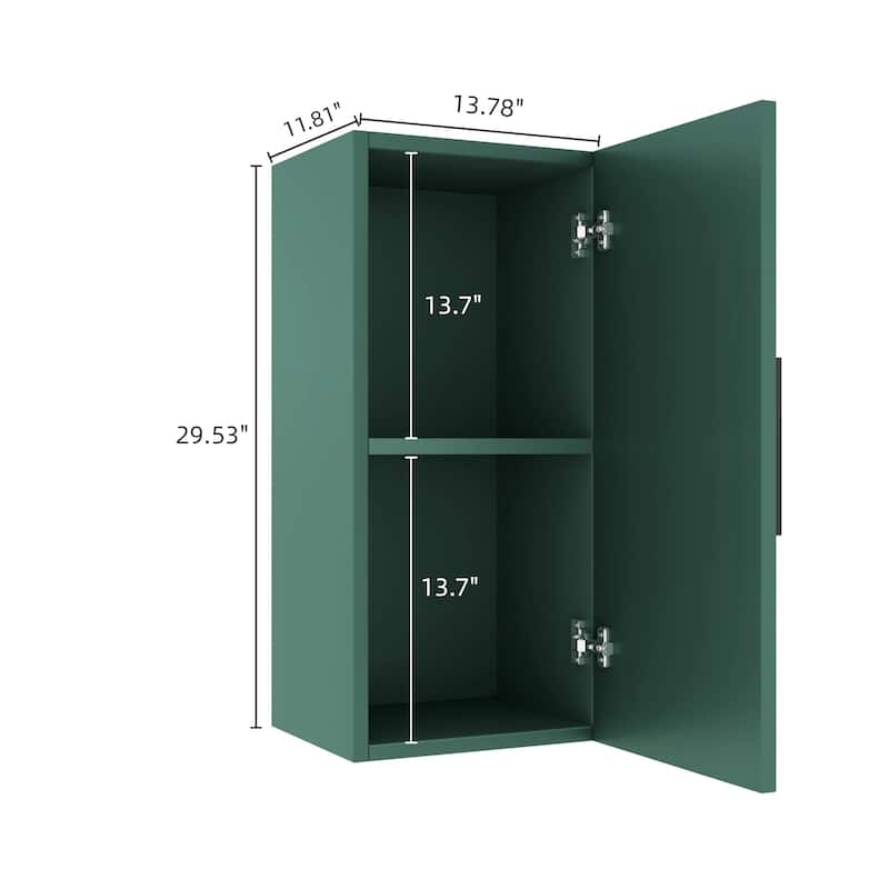 14" Wall-Mounted Floating Bathroom Side Cabinet, Particle Board Storage Cabinet with Soft-Close Door & Adjustable Shelf
