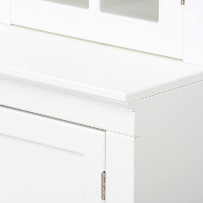 Roomfitters 75.25'' Display Cabinet with Glass Doors and Two Triangle Bookshelves, Retro Wall Storage Unit for Living Room