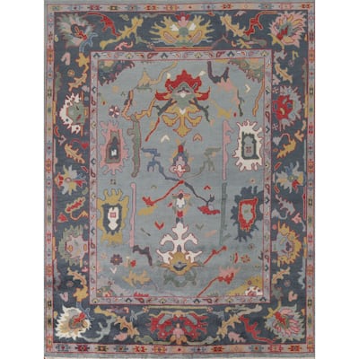 Indian Oushak Oriental Area Rug Hand-Knotted Wool Carpet - 8'2"x 9'9"