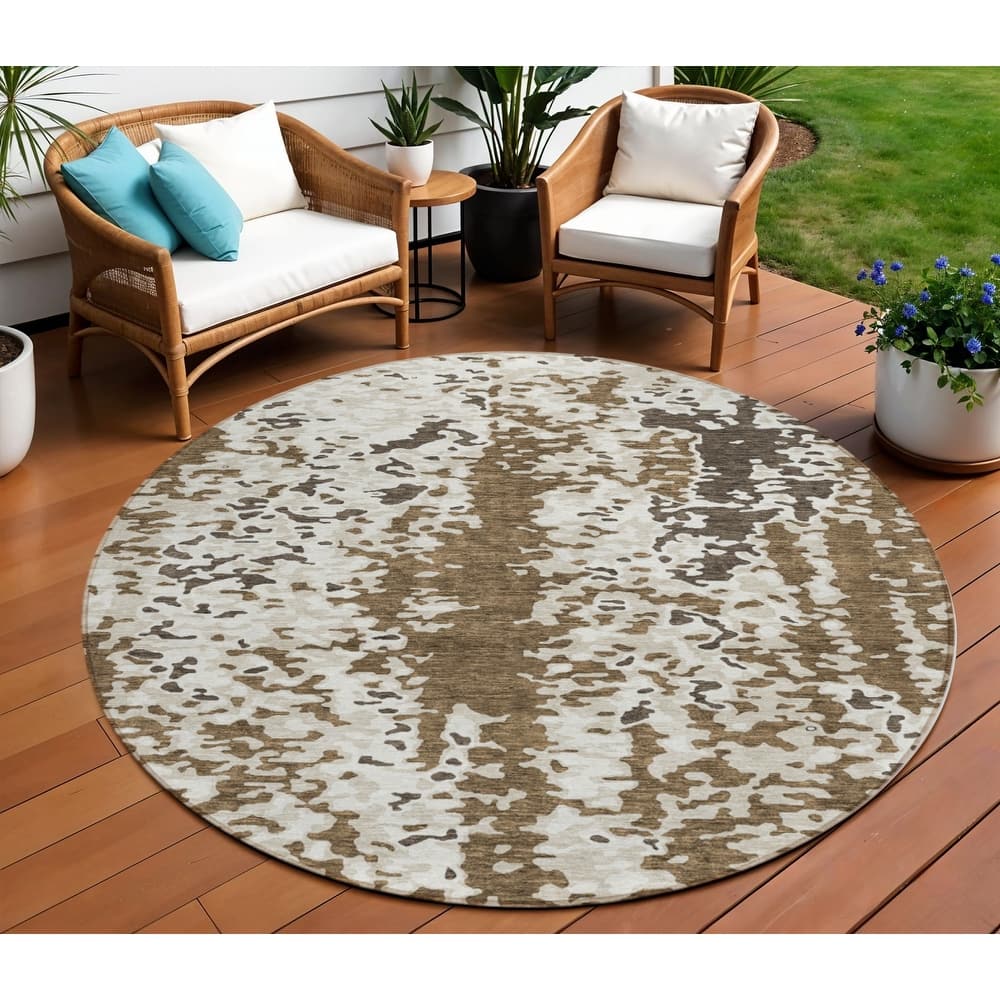 HomeRoots Abstract Transitional Rectangle Outdoor Rug