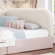 preview thumbnail 52 of 124, Bonwell Upholstered Teddy Fleece Montessori Floor Bed with Half-Enclosed & Curved Guardrails for Kids by GDFStudio
