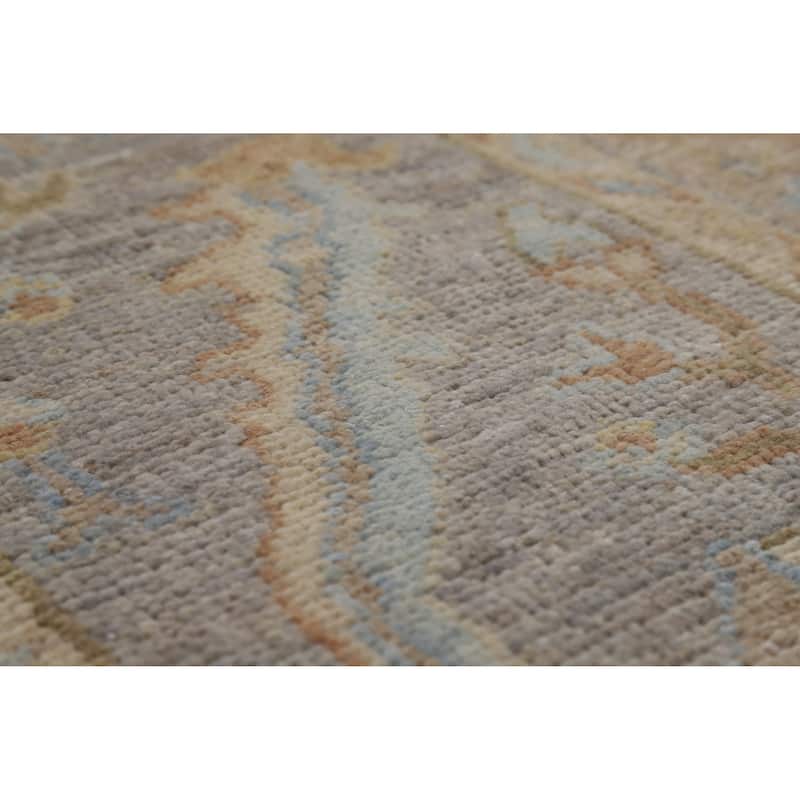 Hand Knotted Oriental 100% Wool Carpet Transitional All-Over Navy Blue & Blues Oushak Area Rug - 11' 11'' X 8' 11''