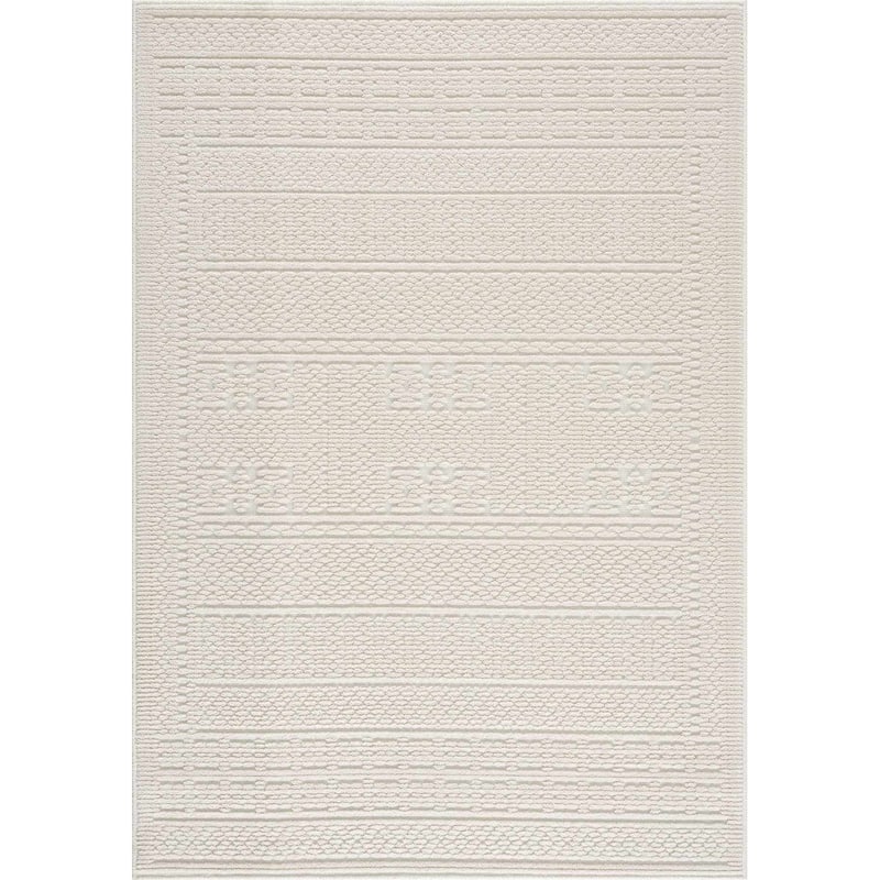 Hauteloom Bahar Living Room, Bedroom Machine Washable Area Rug - White, Off White - 2' x 2'10"