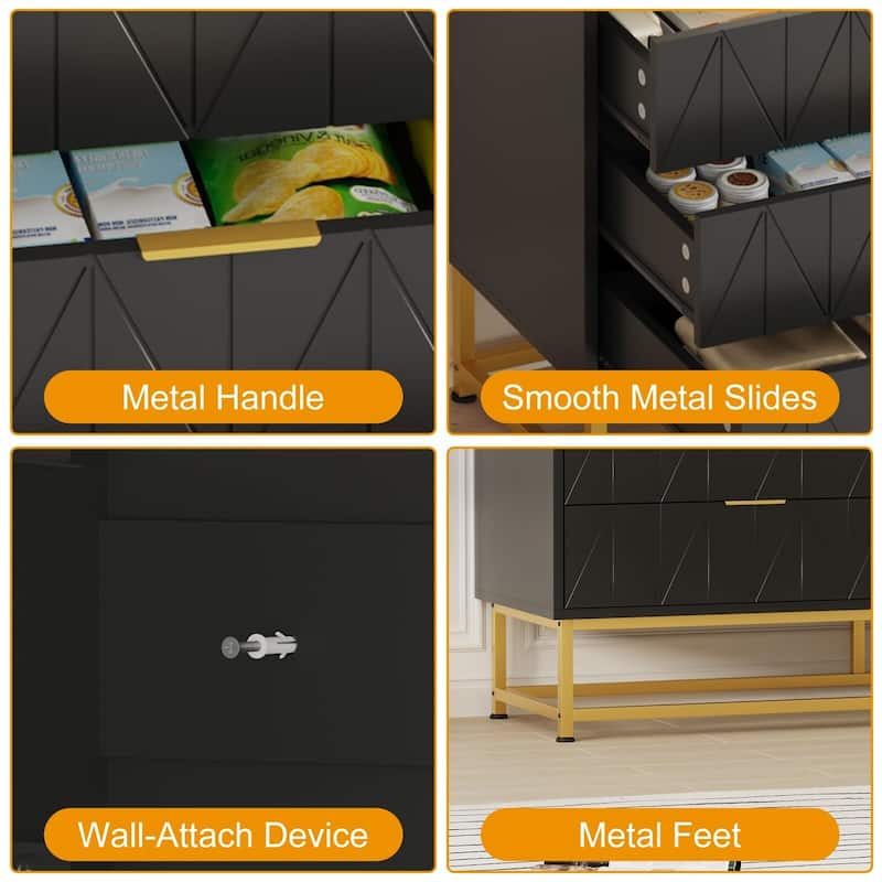 6-Drawer Fabric Dresser, with Wide Drawers and Metal Handles