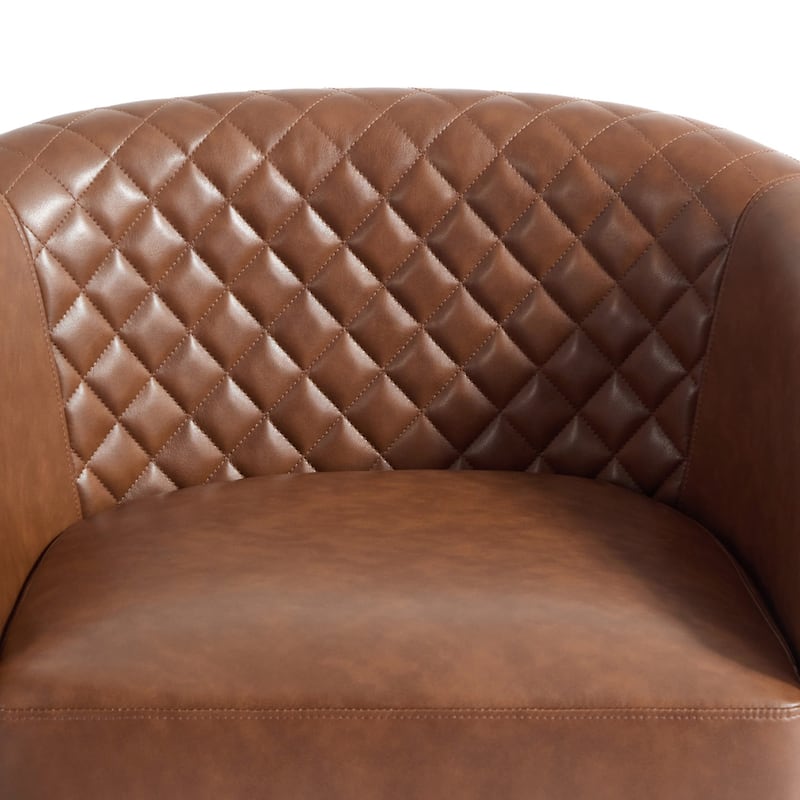 Faux Leather Nailheads Swivel Barrel Chair Set of 2
