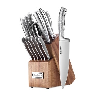 Cuisinart 15pc Stainless Steel Cutlery Block Set- Soft Hammer - N/A