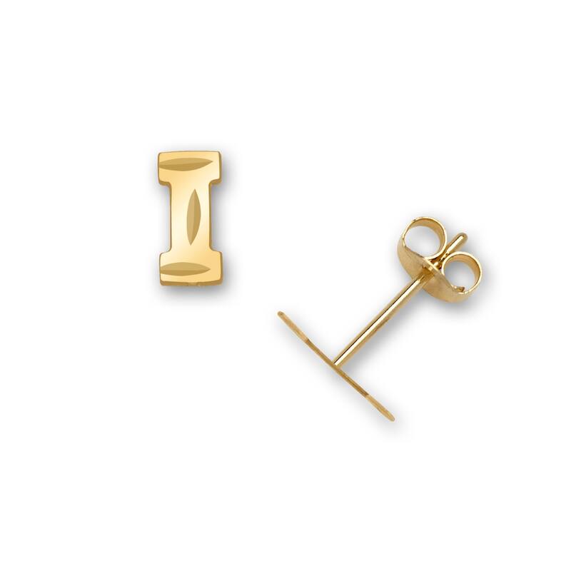 Curata Solid 14k Yellow Gold Diamond-cut Monogram Initial Pair Earrings - Orange - I