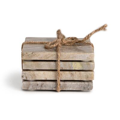 Brown Galaxy Marble Square Coaster Set of 4 - Brown