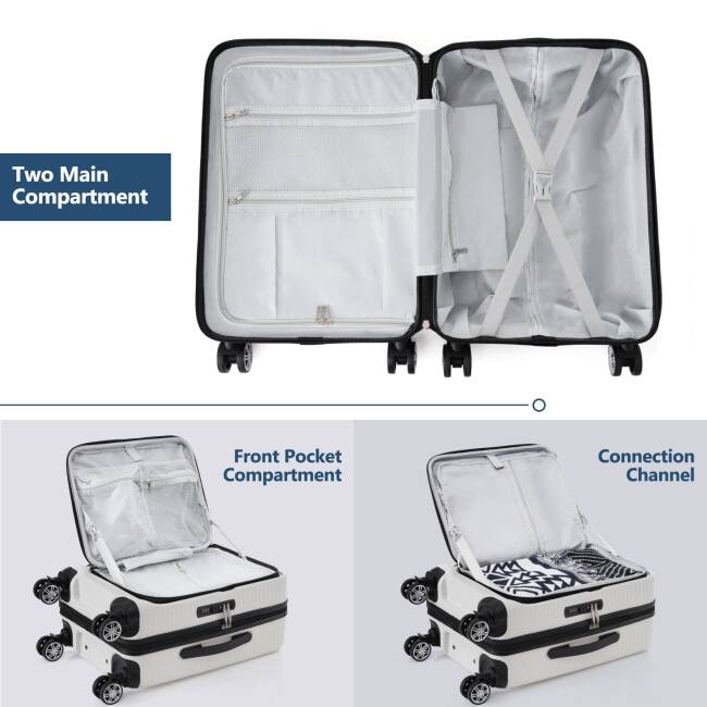 20 Inch Front Open Hardshell Luggage with Front Pocket and USB Port, 1 Portable Carrying Case