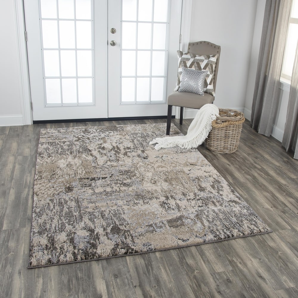 Alora Decor Venice Taupe, Beige, and Silver Abstract Rug