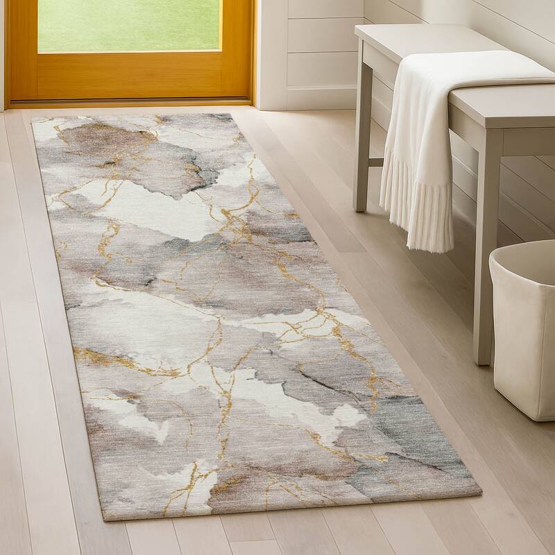 Machine Washable Indoor/ Outdoor Modern Brighton Chantille Rug