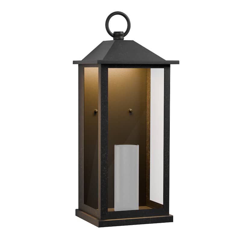 Black Modern Integrated LED Indoor/Outdoor Wall Lantern Sconce - 14.1"x5.5"x4.7"