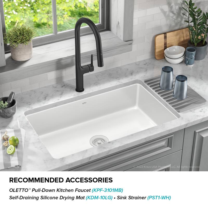 KRAUS Pintura Porcelain Enameled Steel Undermount Kitchen Sink