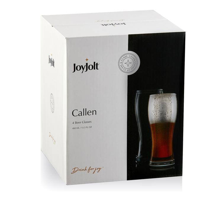 JoyJolt Callen 15.5 oz Large Beer Glasses - Set of 4