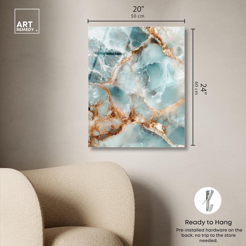 Teal Marble Majesty Acrylic by Art Remedy, Ready to Hang
