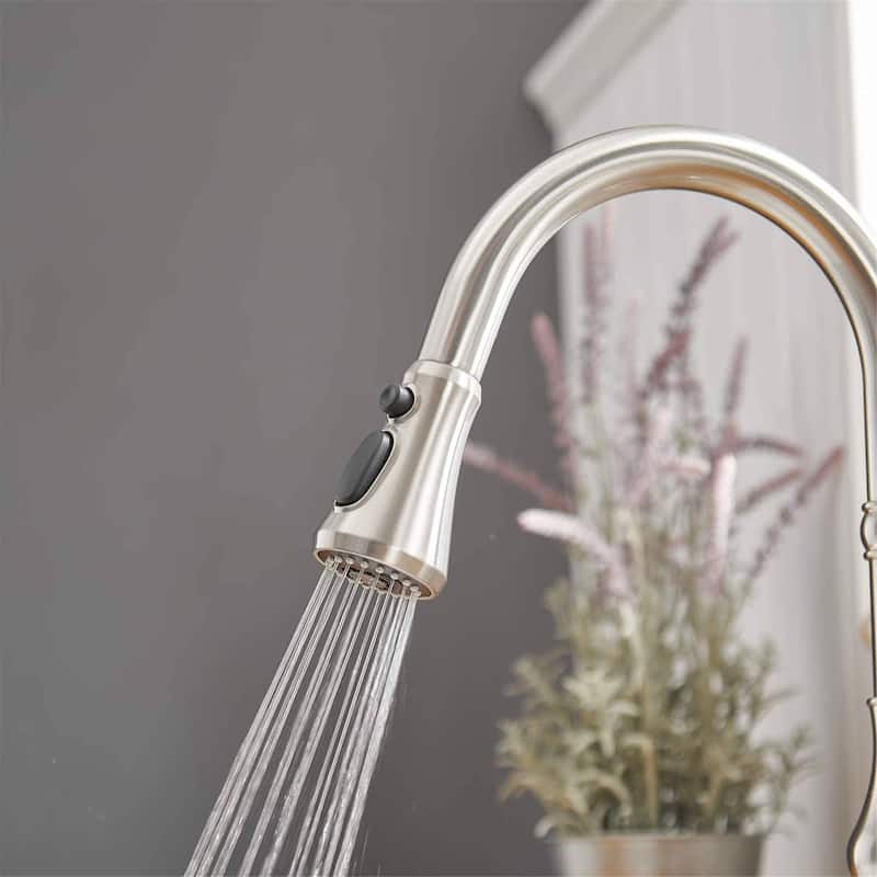 Single Handle Kitchen Faucet With Pull Down Sprayer Modern Kitchen Sink Faucets One Hole Basin Taps With Valve and Deck Plate